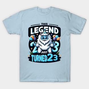 "Yeti's 23rd Birthday Bash" - Festive Cartoon Celebration Design T-Shirt